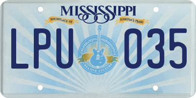 MS license plate LPU035