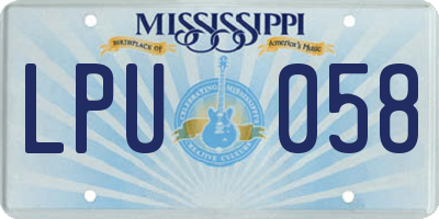 MS license plate LPU058