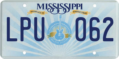 MS license plate LPU062