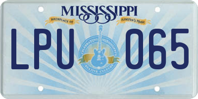 MS license plate LPU065