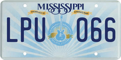 MS license plate LPU066
