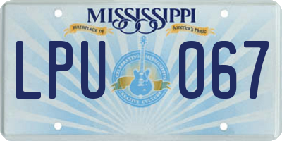 MS license plate LPU067