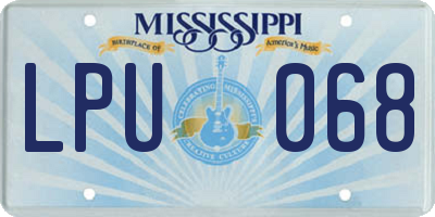 MS license plate LPU068