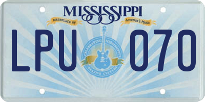 MS license plate LPU070