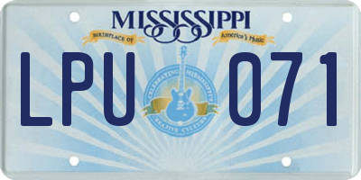 MS license plate LPU071