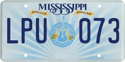 MS license plate LPU073