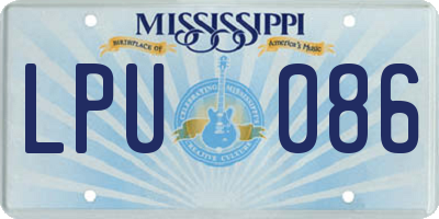 MS license plate LPU086