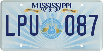 MS license plate LPU087