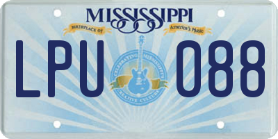 MS license plate LPU088