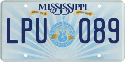MS license plate LPU089