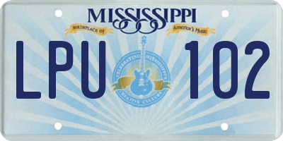 MS license plate LPU102