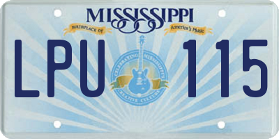 MS license plate LPU115