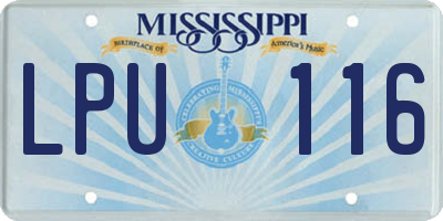 MS license plate LPU116