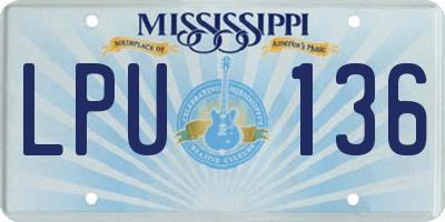 MS license plate LPU136