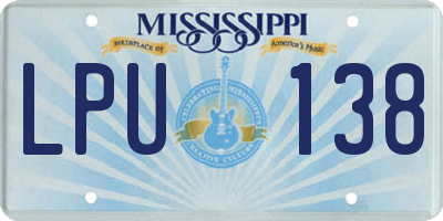 MS license plate LPU138