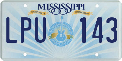 MS license plate LPU143