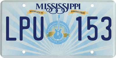 MS license plate LPU153