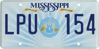 MS license plate LPU154