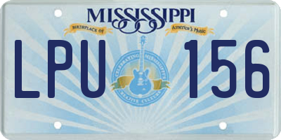 MS license plate LPU156