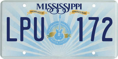 MS license plate LPU172