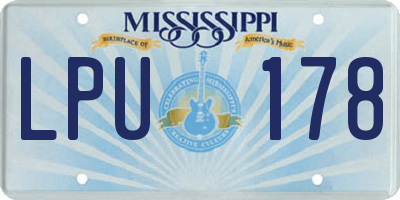 MS license plate LPU178