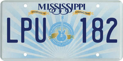 MS license plate LPU182