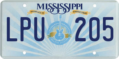 MS license plate LPU205