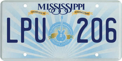 MS license plate LPU206