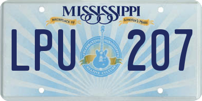 MS license plate LPU207