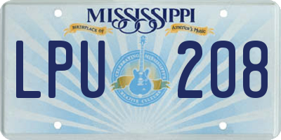 MS license plate LPU208