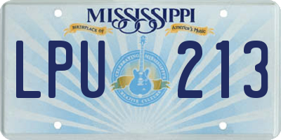 MS license plate LPU213