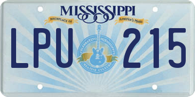 MS license plate LPU215