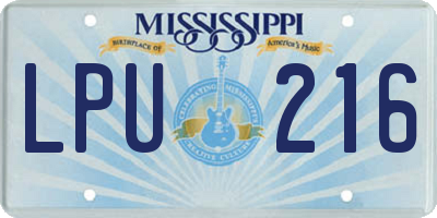 MS license plate LPU216