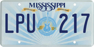 MS license plate LPU217