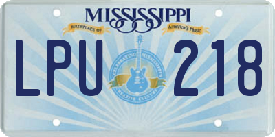 MS license plate LPU218