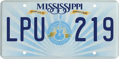 MS license plate LPU219