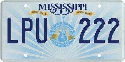 MS license plate LPU222