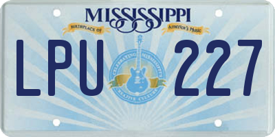 MS license plate LPU227