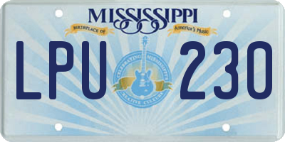 MS license plate LPU230
