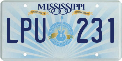 MS license plate LPU231