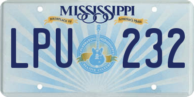 MS license plate LPU232