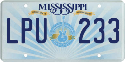 MS license plate LPU233