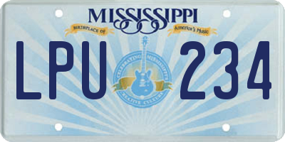 MS license plate LPU234