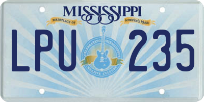 MS license plate LPU235