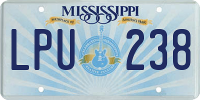MS license plate LPU238