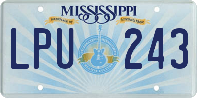 MS license plate LPU243