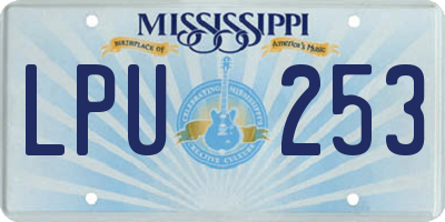 MS license plate LPU253