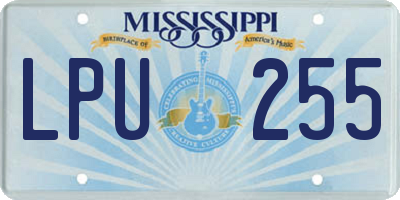 MS license plate LPU255
