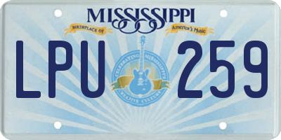 MS license plate LPU259