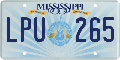 MS license plate LPU265